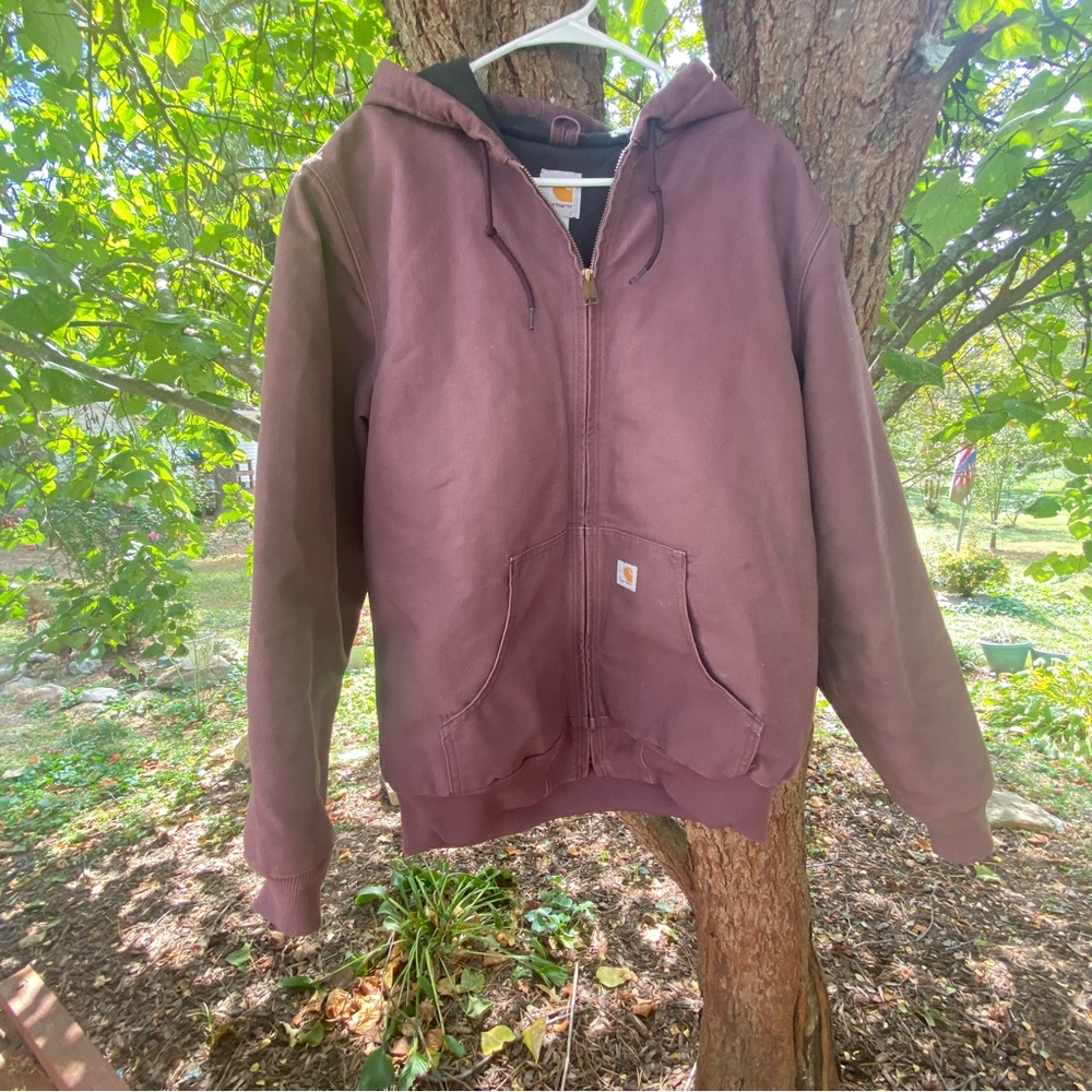 Carhartt Jacket Womens L Plum Purple Work Hoodie Coat Canvas Rugged Barn Chore